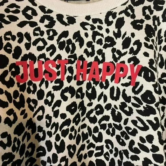 Zara "JUST HAPPY" Cropped leopard print sweatshirt‎ NEW - Picture 3 of 6